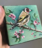 'Goldfinch', Original Acrylic Painting, Shelf Art, Special Gift, Christmas Gift.