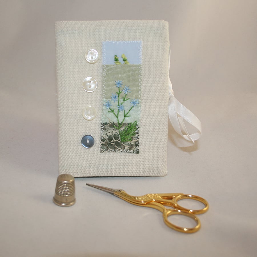 SALE - Embroidered Needlecase - Appliqued wildflower meadow