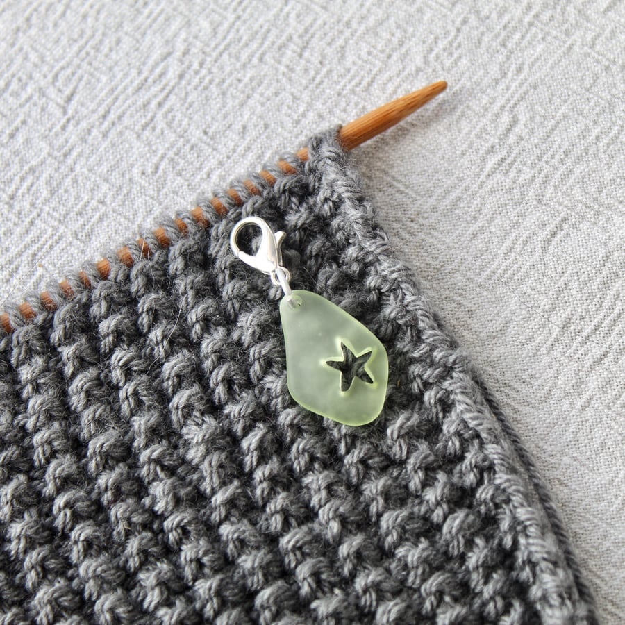 Resin 'sea glass' Stitch Marker or Progress Keeper for knitting and crochet