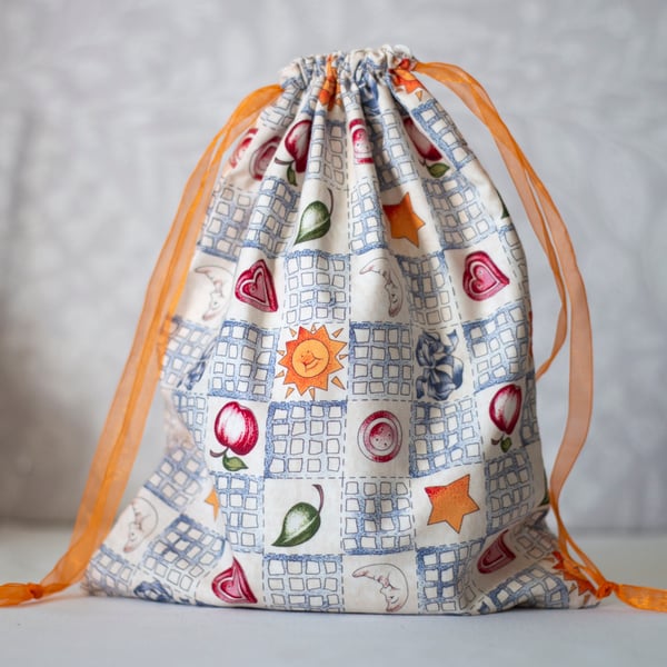  Reusable Lined Cotton Fabric Drawstring Gift Bag