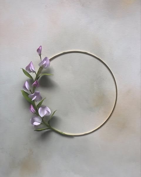 Paper sweet pea wall hoop