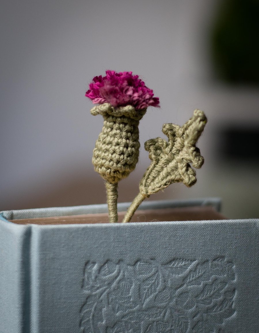 Thistle Flower Crochet Bookmark