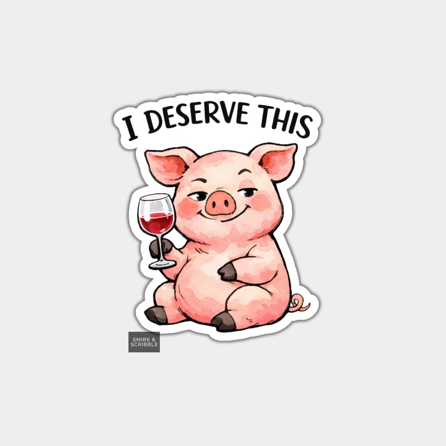 Funny Snarky Vinyl Sticker For Adults - Pig & Wine