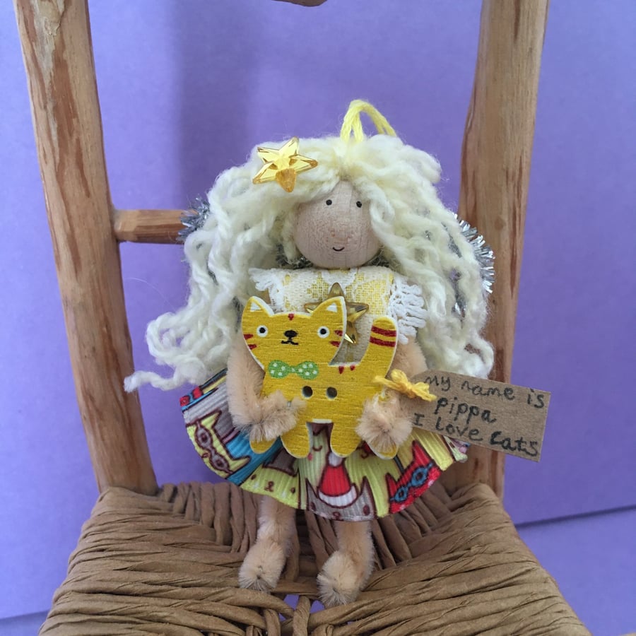 Tiny Cat Fairy Doll Decoration, Decorative Fairy  