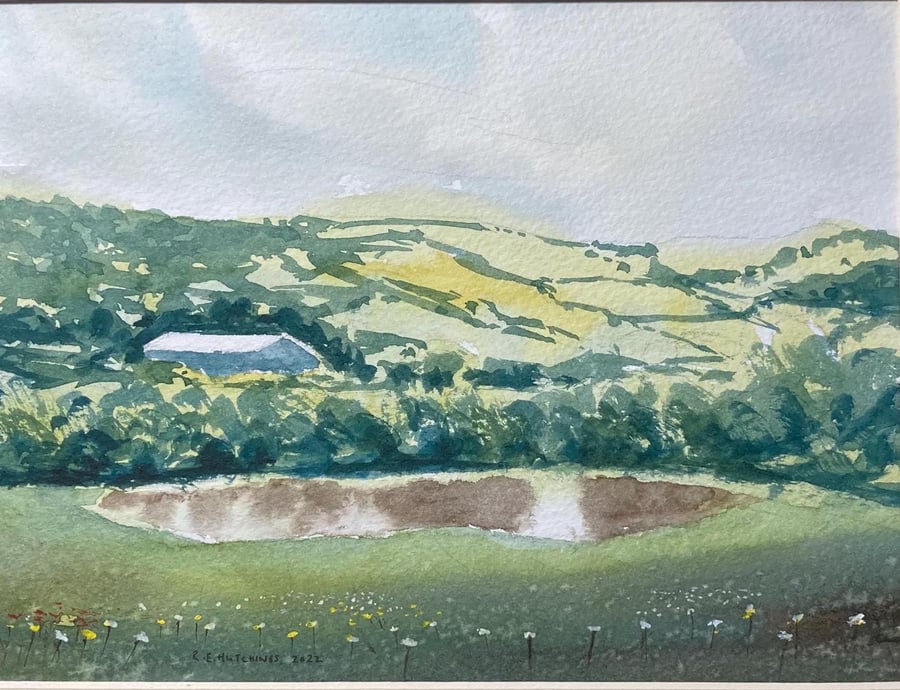 Margrove pond (ORIGINAL WATERCOLOUR fully mounted 12 x10 )  