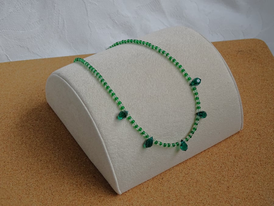 Green Glass Bead Necklace