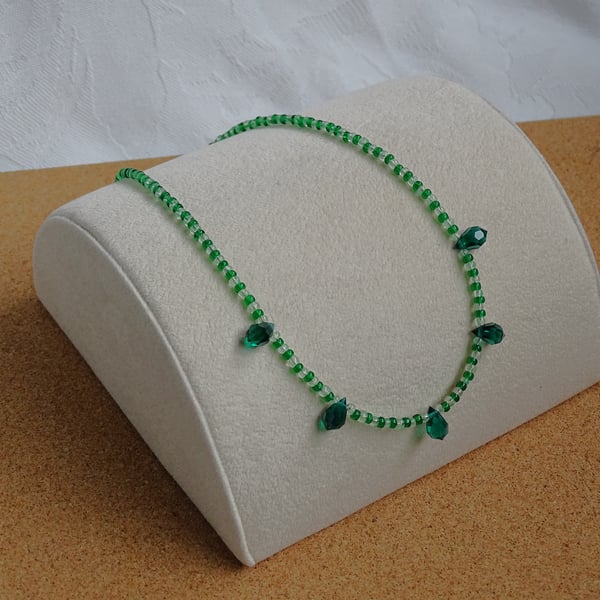 Green Glass Bead Necklace