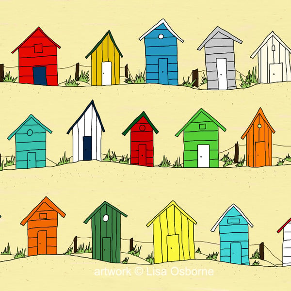 Beach huts - seaside print - coastal art