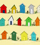 Beach huts - seaside print - coastal art - Image 1
