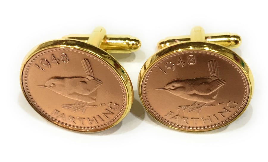 74th Birthday 1947 Gift Farthing Coin Cufflinks, 73rd Anniversary gift