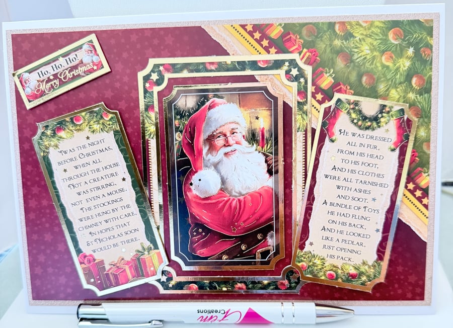 Christmas Card, Santa Twas the Night Before Xmas Story, 3D Keepsake Card