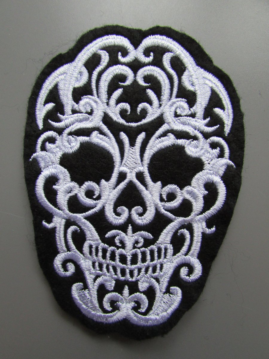 Embroidered Sugar Skull Applique Patch