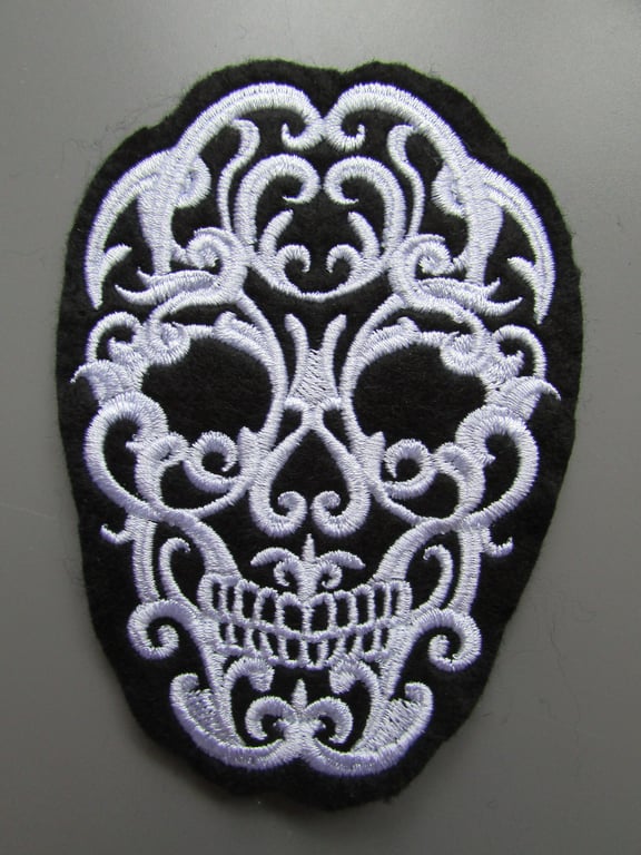 Embroidered Sugar Skull Applique Patch