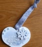 Pair of Hanging Heart Christmas Decorations - Blue - Image 5