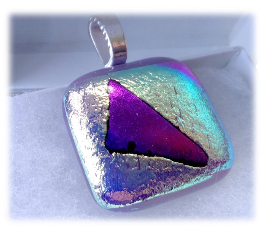 Dichroic Glass Pendant  015 Silver Purple handmade fused cabochon 