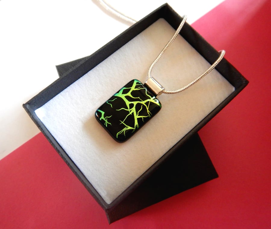 Handmade Fused Glass 'Twig' Pendant