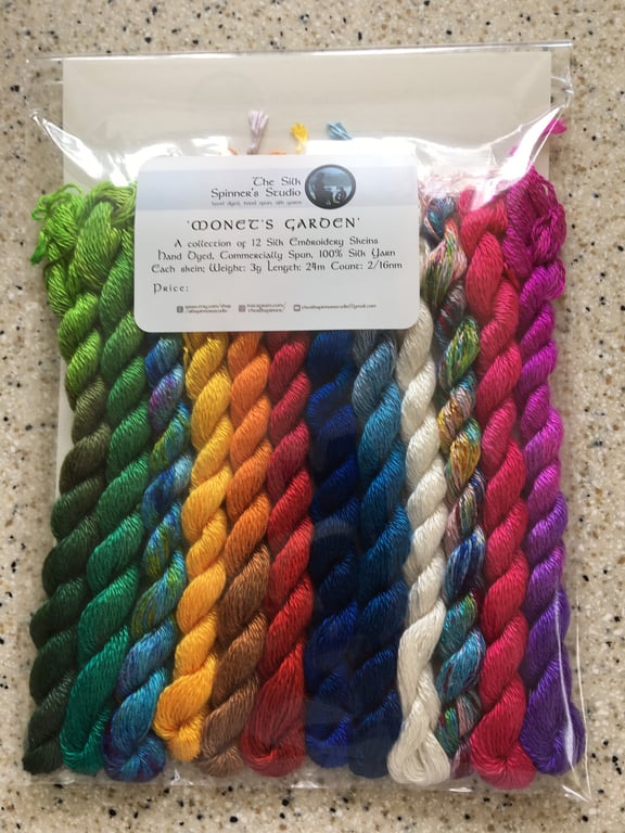 Monet's Garden, a collection of Hand Dyed Mulberry Silk Embroidery Skeins.