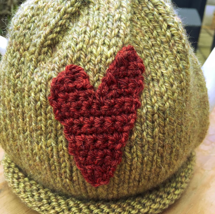 Rustic Tea Cosy, Folk Art Recycled Yarn Tea Cozy Folksy