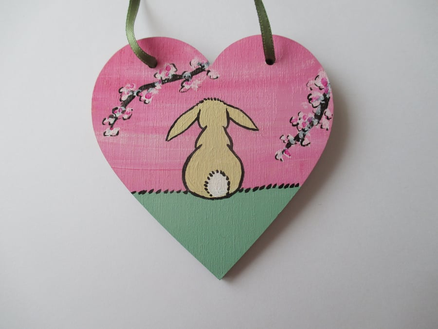 Bunny Rabbit Love Heart Cherry Blossom Original Painting 10.20 Limited Edition