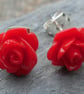 Red Rose Silver Studs - Image 1
