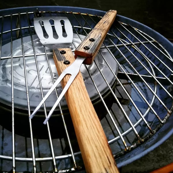 Whiskey Barrel Oak BBQ Utensils