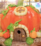 Pumpkin cottage clay fairy house. Fairy house. Pumpkin fairy house. - Image 7