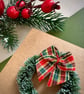 Mini tartan wreath Christmas card handmade winter holiday greeting farmhouse art - Image 6