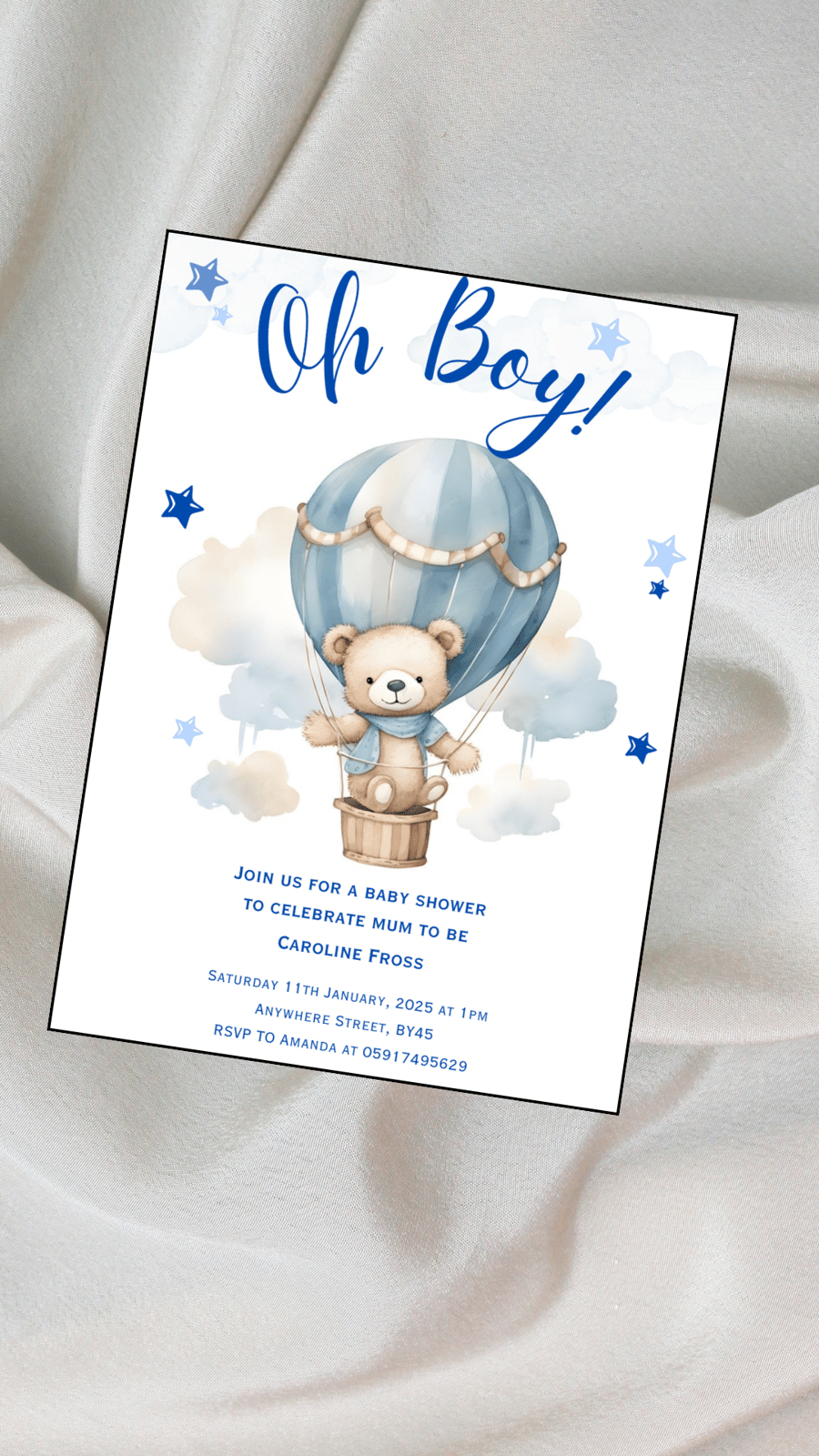 10x Personalised Baby Shower Invitations 