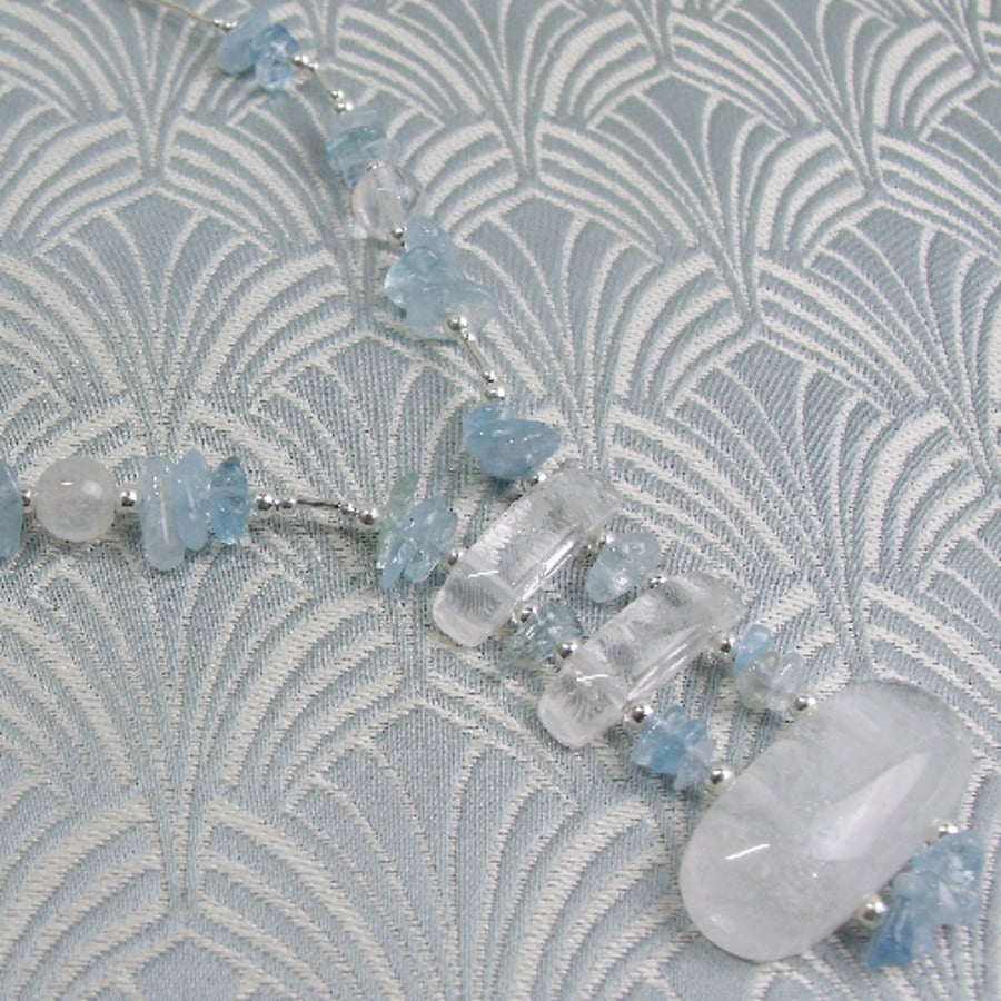 Sterling Silver Necklace, Silver & Quartz Necklace, Handmade Necklace CC31