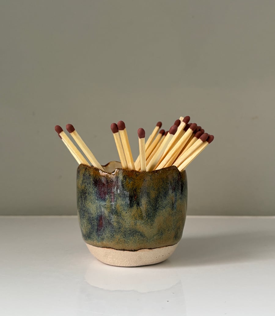 Handmade ceramic match striker pot