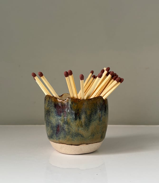 Handmade ceramic match striker pot