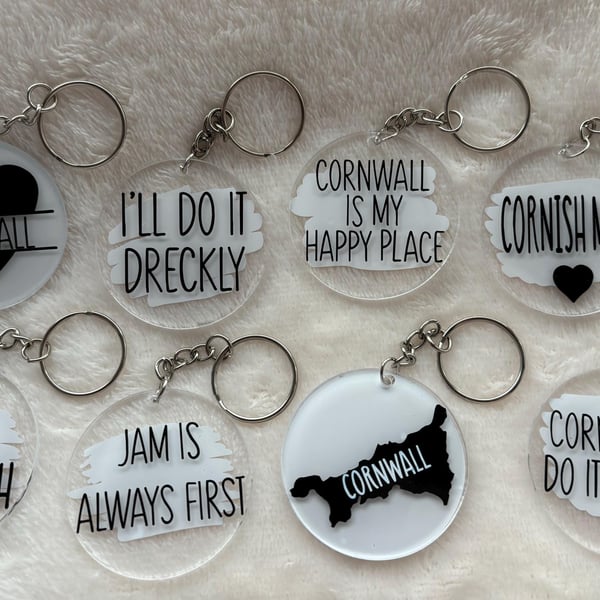 Cornish Keyring, Cornish Sayings, Cornwall Keychain, Cornish Gift, Key Holder, 