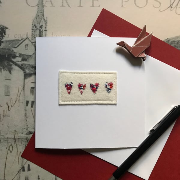 Valentine s Day Hearts Card with Liberty Print
