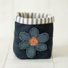 Ticking and Flower Fabric Tub 
