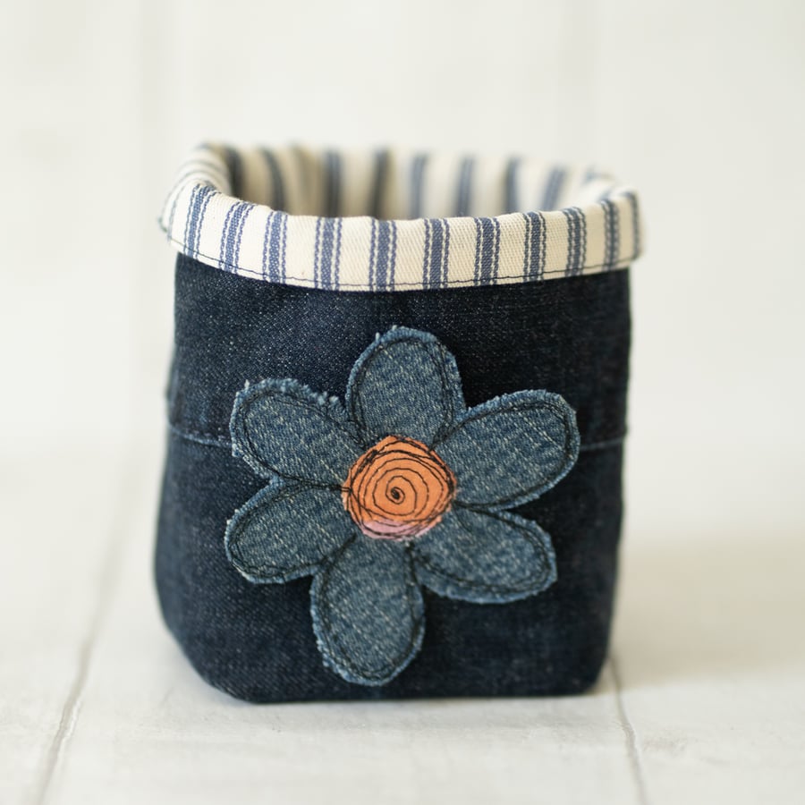 Ticking and Flower Fabric Tub 