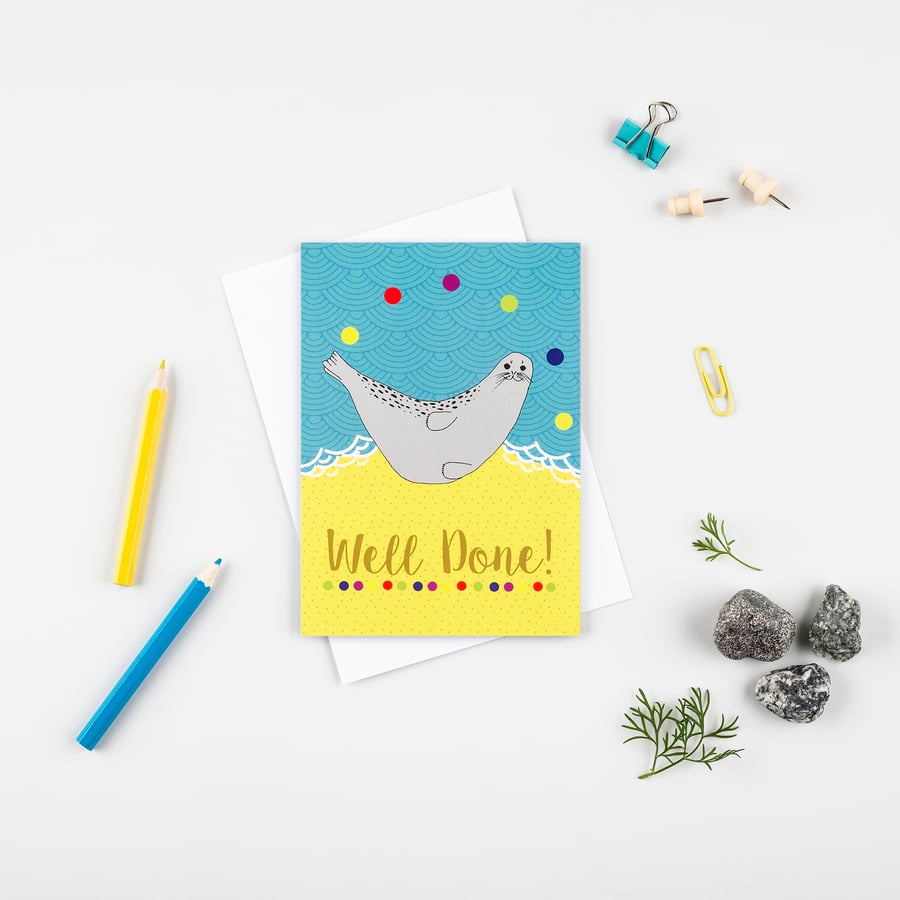 Well done seal greetings card