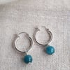 Blue apatite and sterling silver dainty hoop earrings