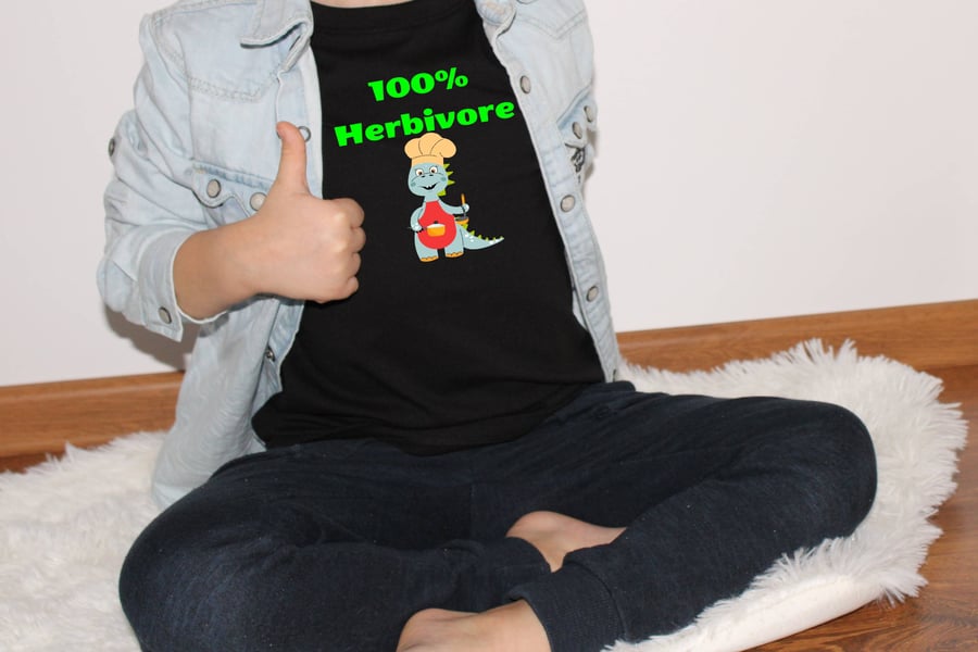 100% Herbivore Dinosaur Kids T Shirt