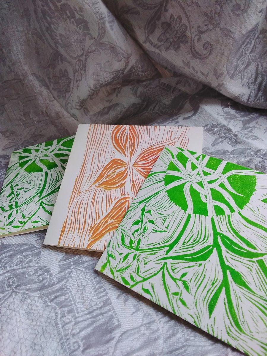 Pack of 3 linoprint cards