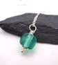 green lampwork glass pendant necklace