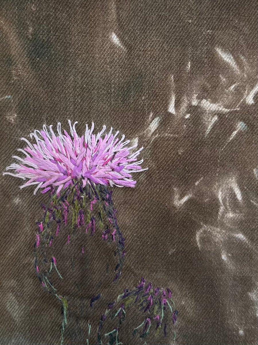 Plants for pollinators - Creeping Thistle - Cyanotype & stitch - Eco Textile Art