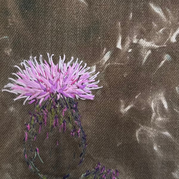 Plants for pollinators - Creeping Thistle - Cyanotype & stitch - Eco Textile Art