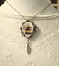 Bee Pattern - Broken China Pendant Necklace - Boho Style - Image 9