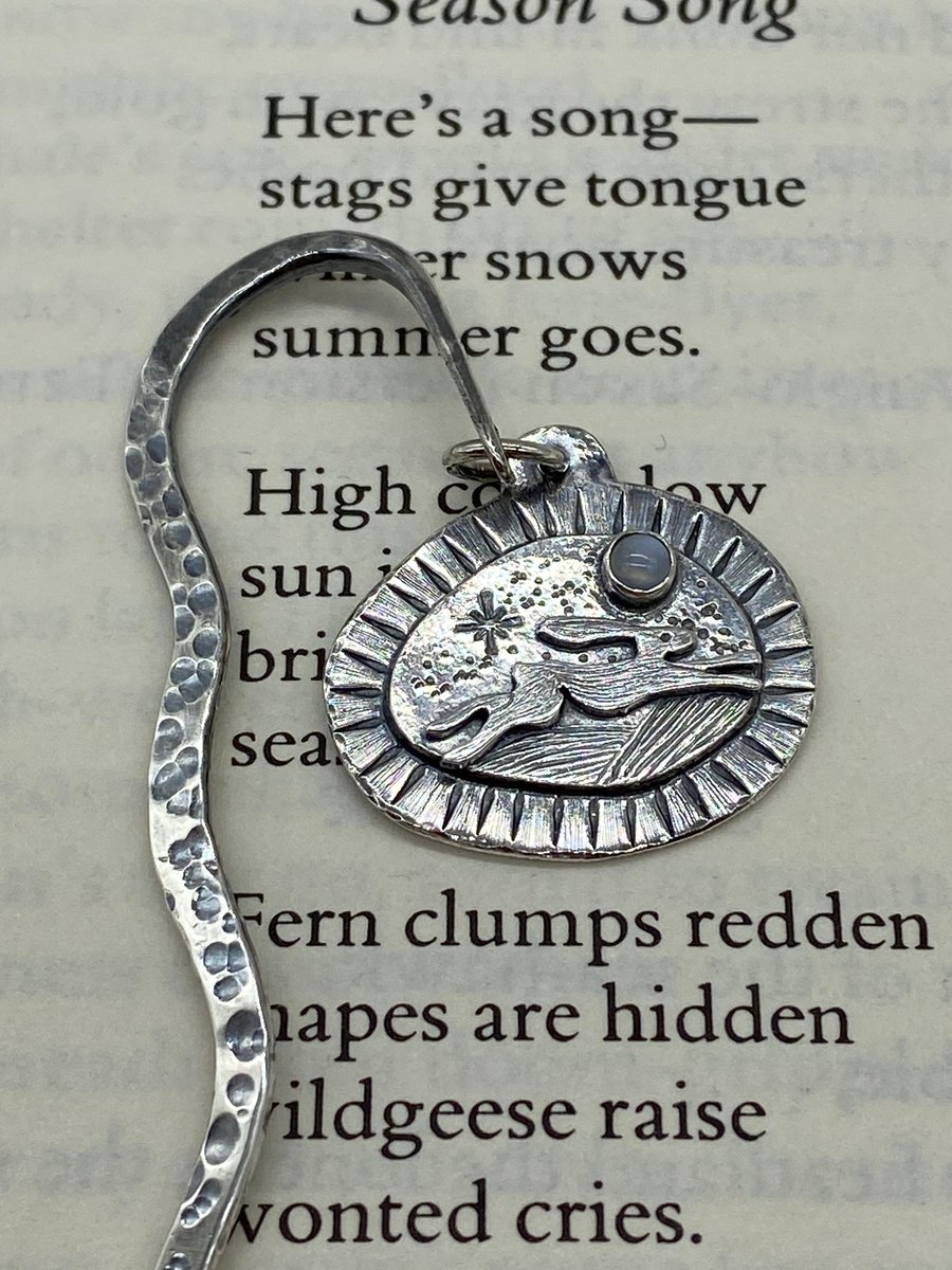 Sterling Silver Hare Bookmark with Moonstone