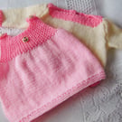 Baby Girl's Pink Knitted Pinafore Dress and Jumper Set, Baby Shower Gift