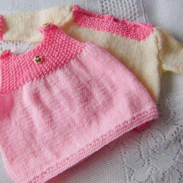 Baby Girl's Pink Knitted Pinafore Dress and Jumper Set, Baby Shower Gift