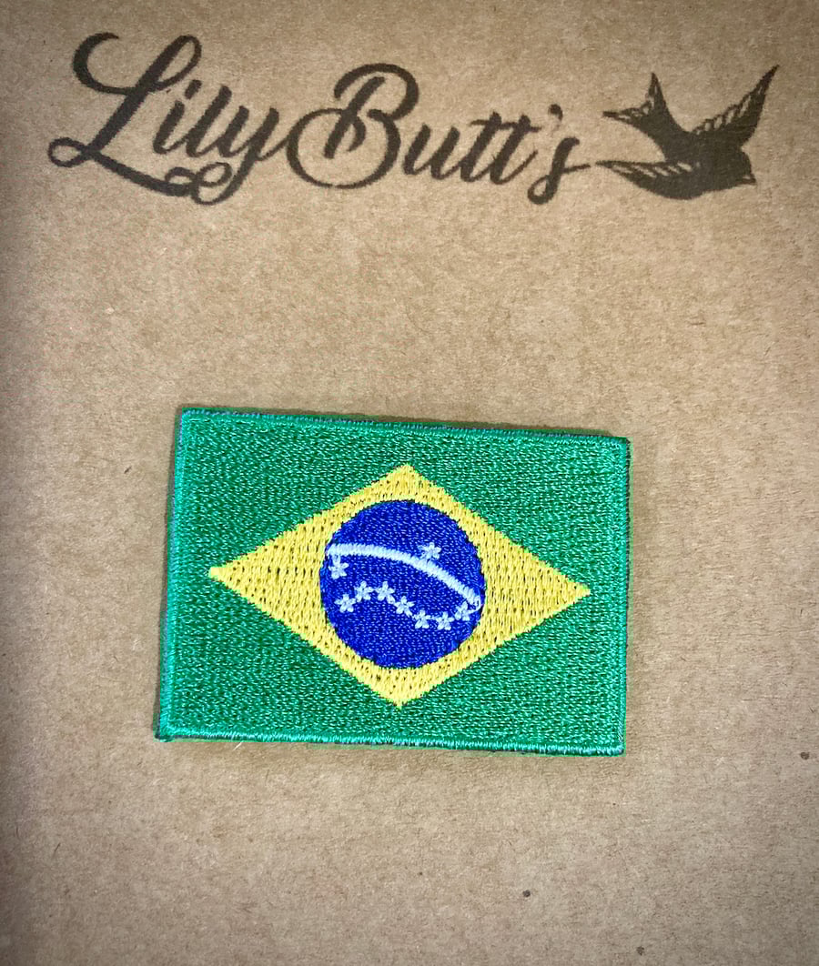 Embroidered Iron on Patch  - Brazil 3.5cm x 5cm