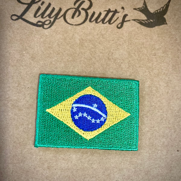 Embroidered Iron on Patch  - Brazil 3.5cm x 5cm