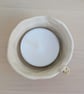 Ceramic tealight wth white bunny hearts and paw prints, rabbit candle holder - Image 2