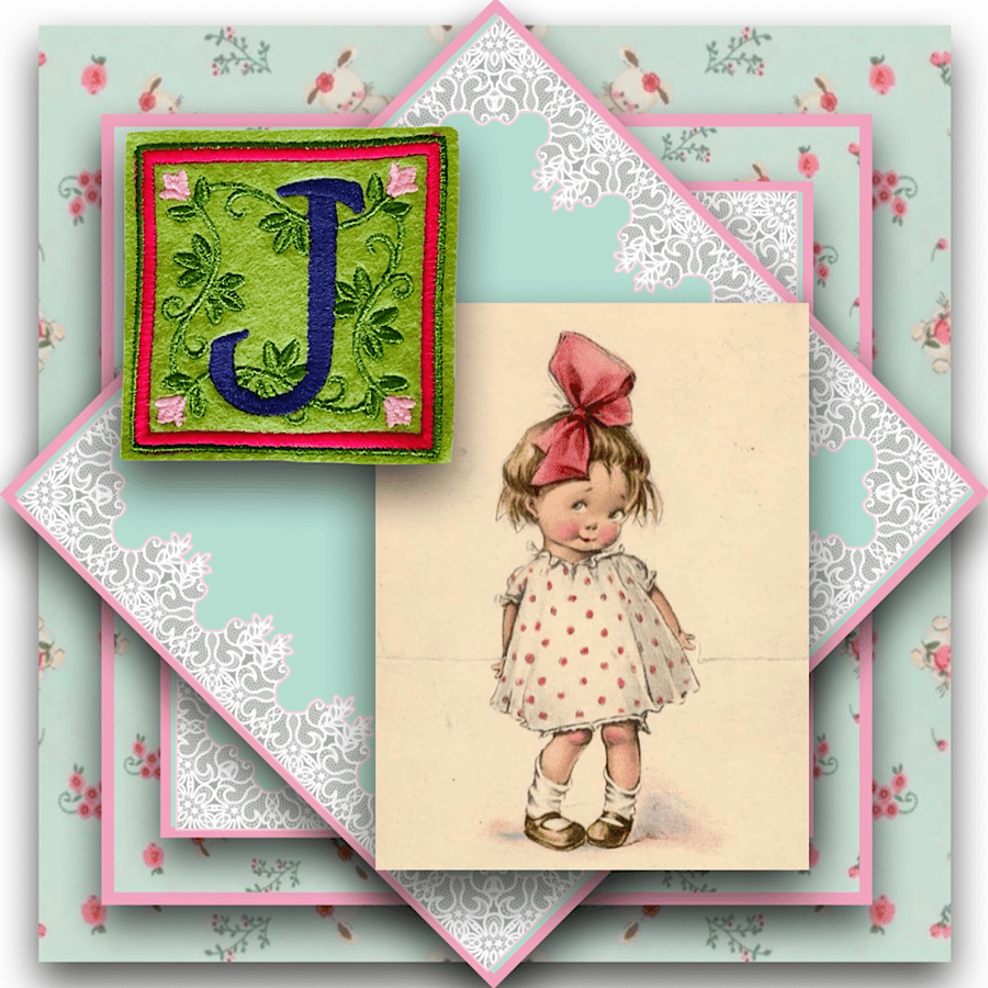 Sale Item - Cottage Garden Embroidered Embroidered Letter J